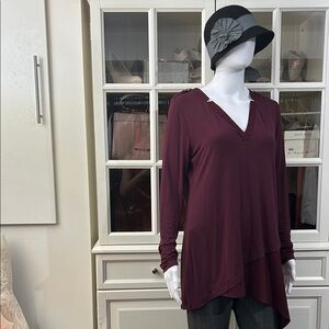 White House Black Market Burgundy Asymmetrical Tunic